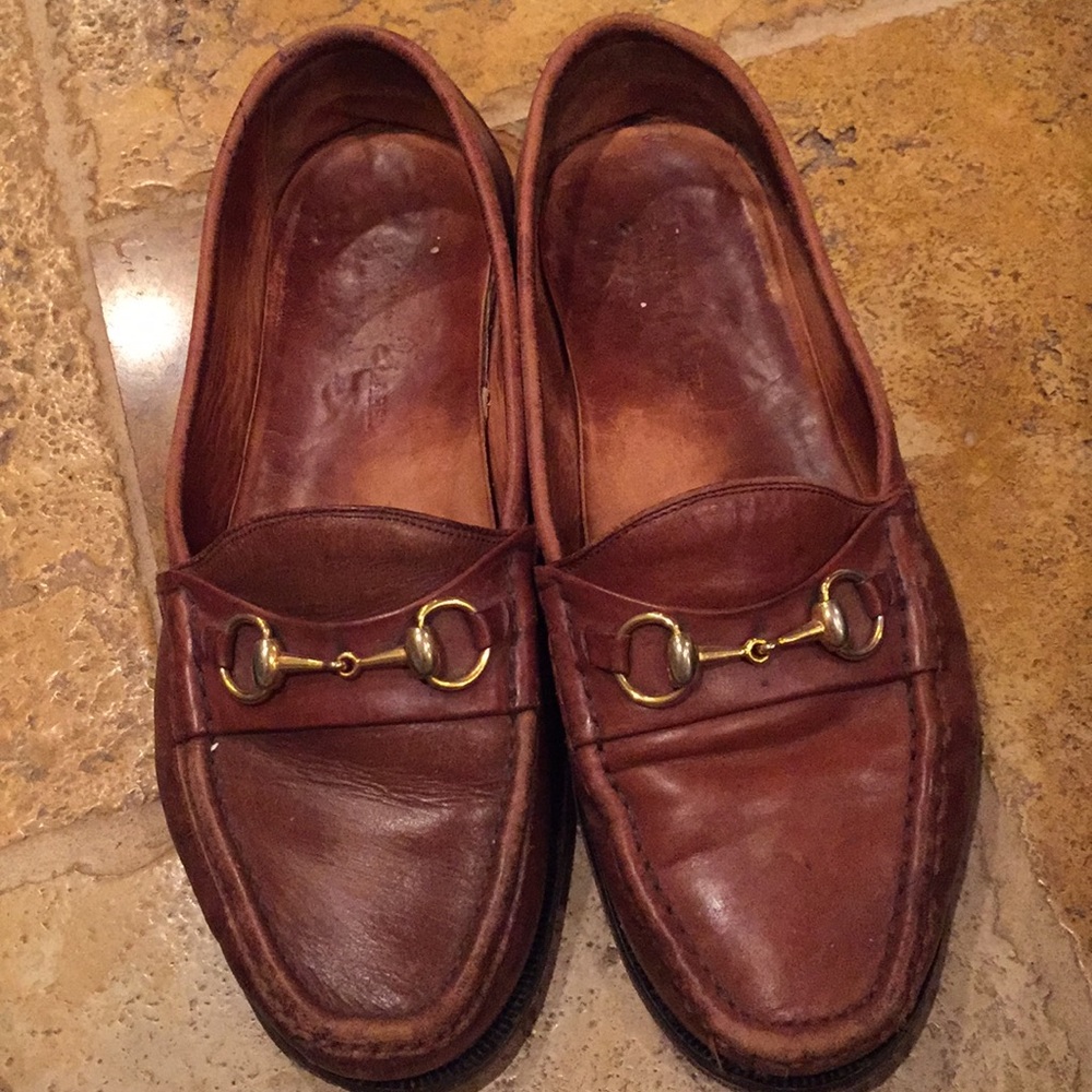 Private Label 10.5wide leather loafers/gold buckle